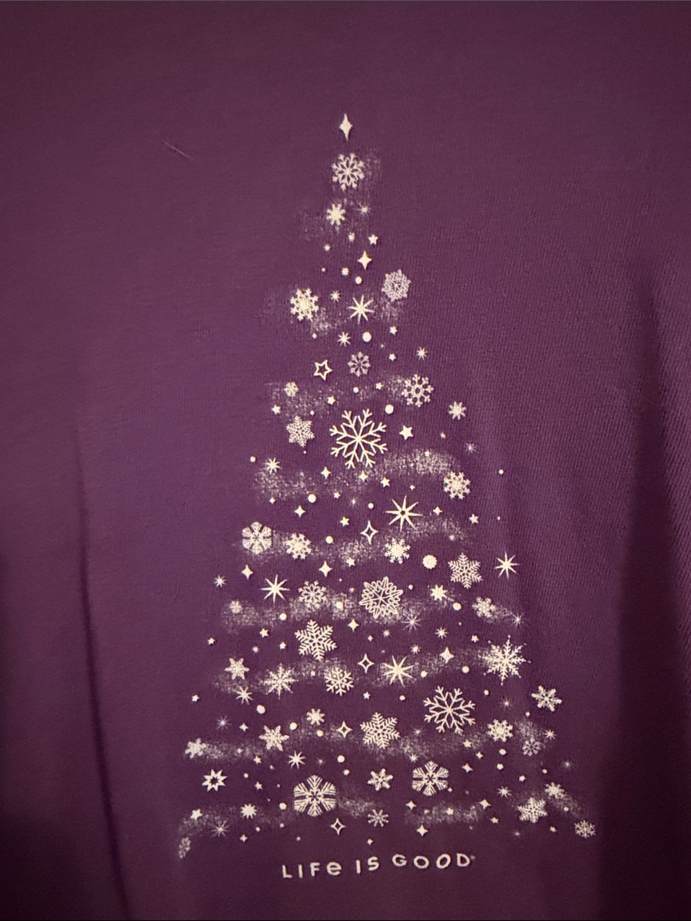 Life is Good Purple Long Sleeve Tee with Snowflake Tree - Picture 5 of 6